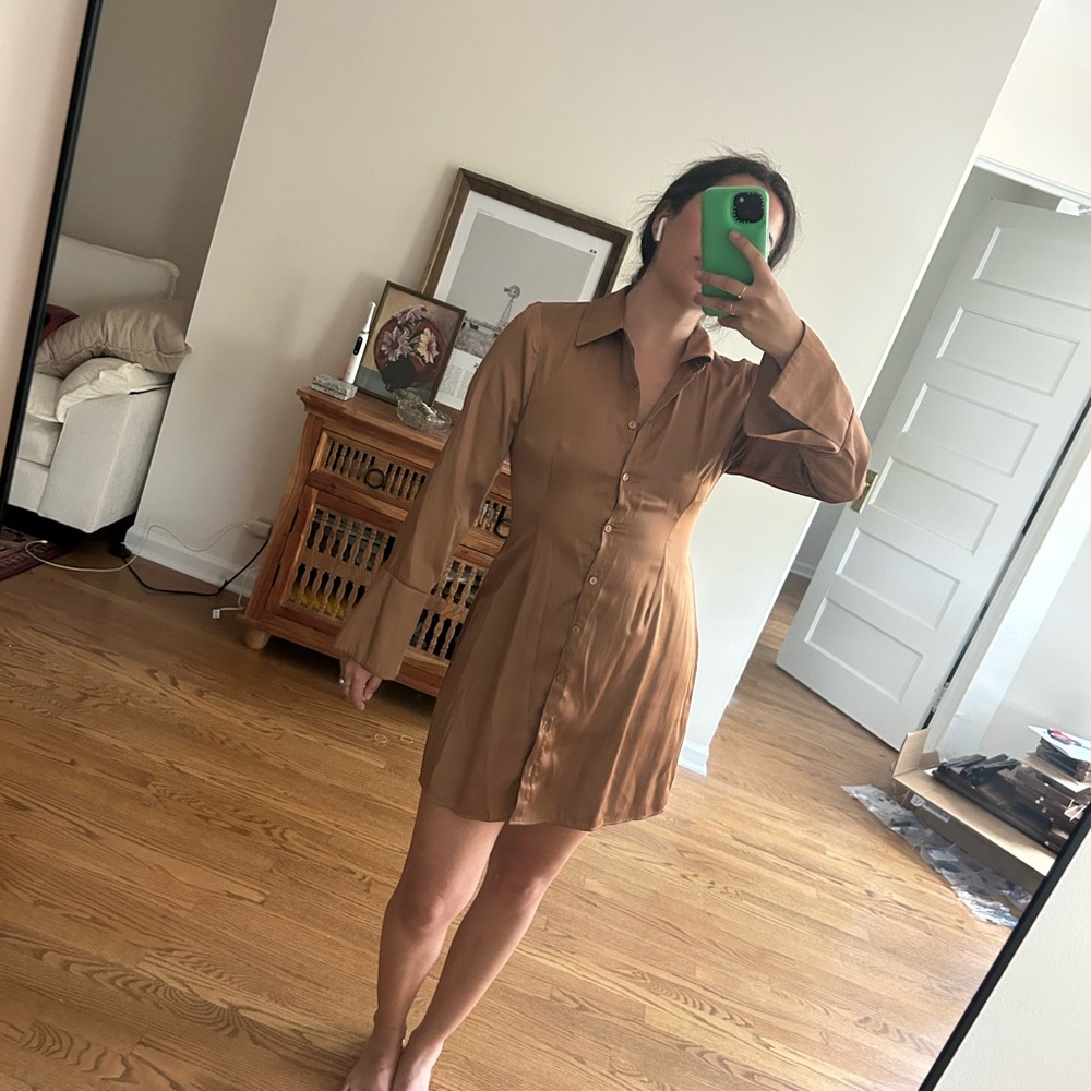 Abercrombie & Fitch Brown Buttoned Mini Dress